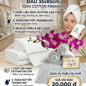 KHĂN MẶT, KHĂN QUẤN ĐẦU 35*85cm TL 100gr B MÀU TRẮNG