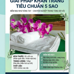 KHĂN MẶT, KHĂN QUẤN ĐẦU 35*85cm TL 130gr B MÀU TRẮNG