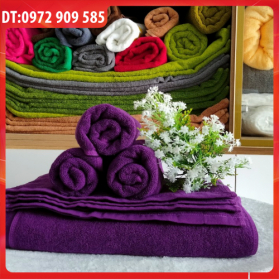 KHĂN MẶT, KHĂN QUẤN ĐẦU COTTON 34*80cm TL 100gr TÍM (SỐ 2)