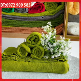 KHĂN MẶT, KHĂN QUẤN ĐẦU COTTON 34*80cm TL 100gr XANH LÁ MẠ (SỐ 3)