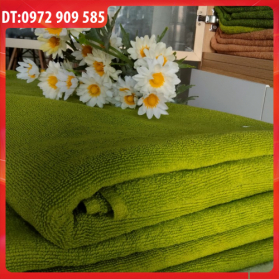 KHĂN TRẢI GIƯỜNG COTTON 90*190 TL 750gr XANH LÁ MẠ (SỐ 3)